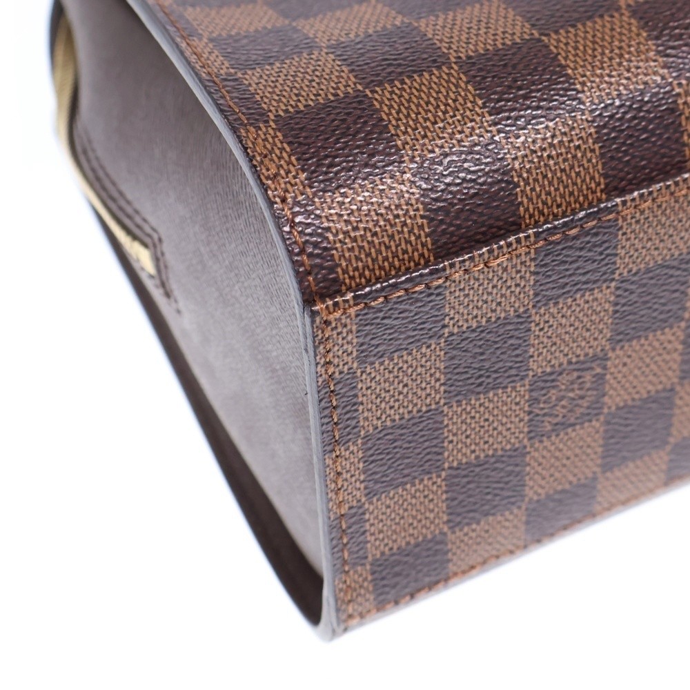 LOUIS VUITTON Damier Triana Handbag, Brown Leather x PVC, N51155, Gold Hardware