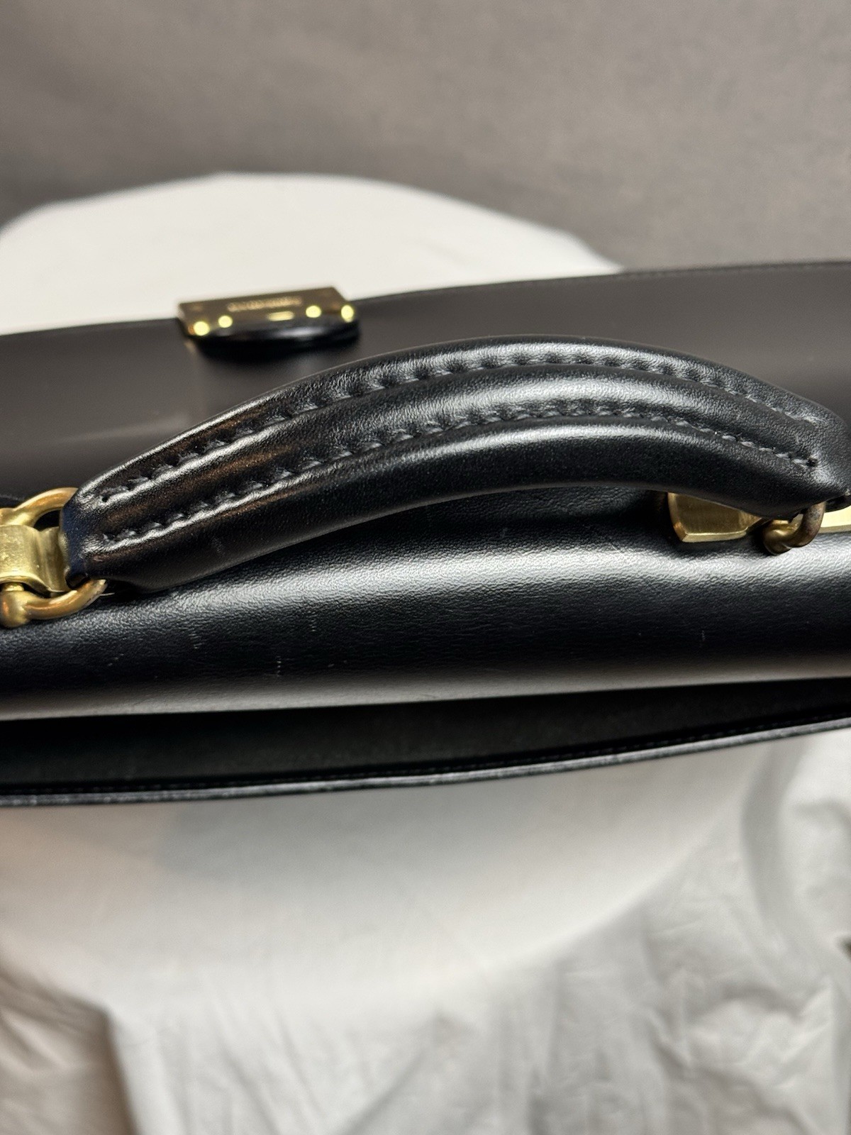 Schlesinger Black Leather Attaché Briefcase Brass Combination Lock Executive