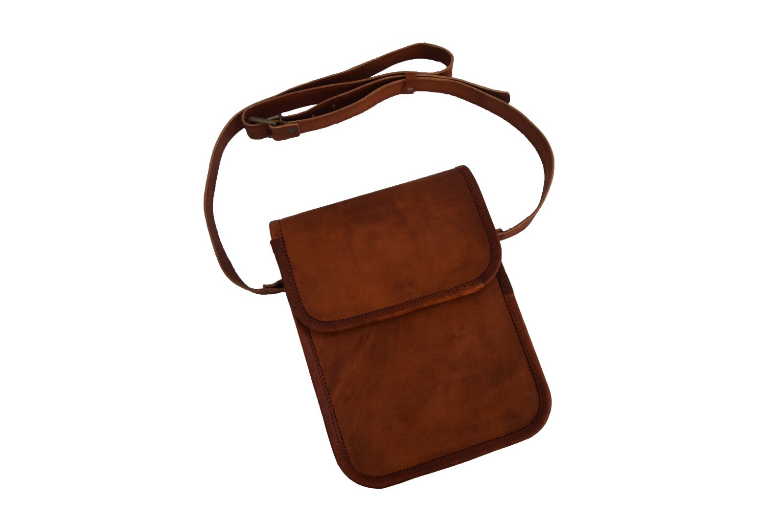 Vintage Leather Messenger Crossover Bag Mobile Purse Wallet Handbag Sling 9 In