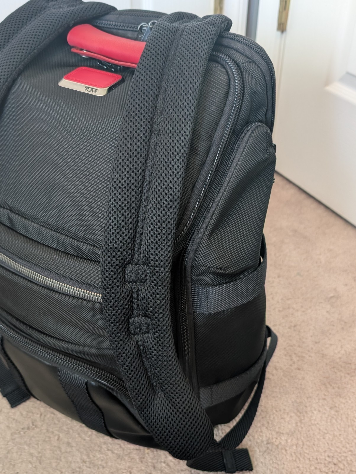 TUMI Alpha Bravo Tyndall Utility Backpack 0232384D Black Ballistic Nylon Red Kit