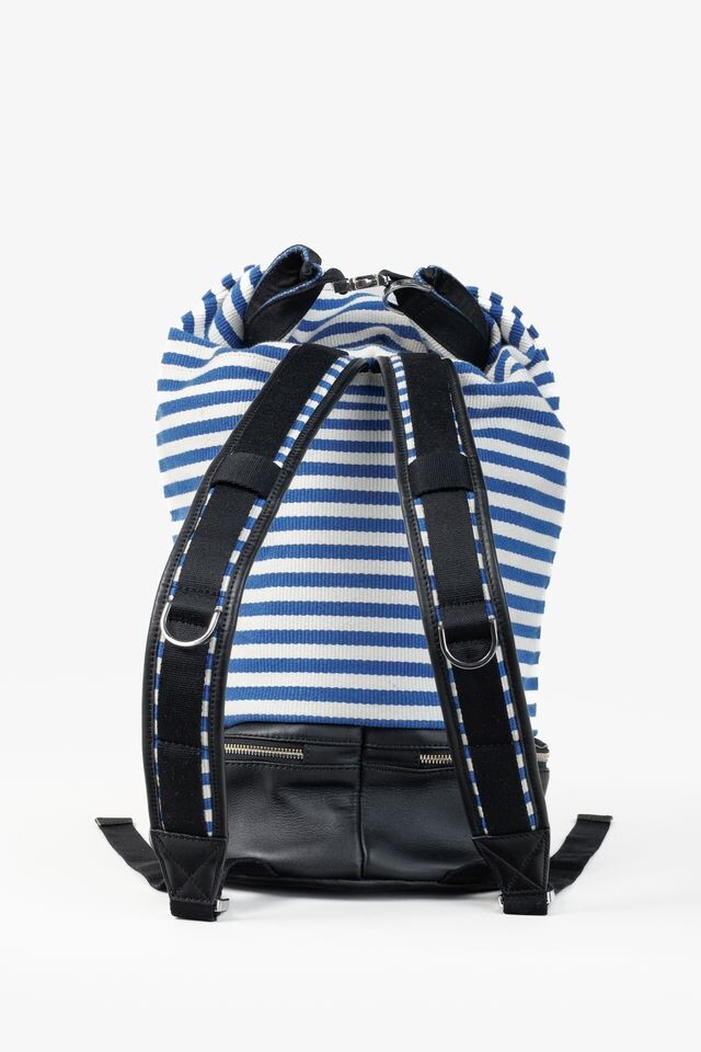 Want Les Essentiels Blue and White Striped Backpack, One Size