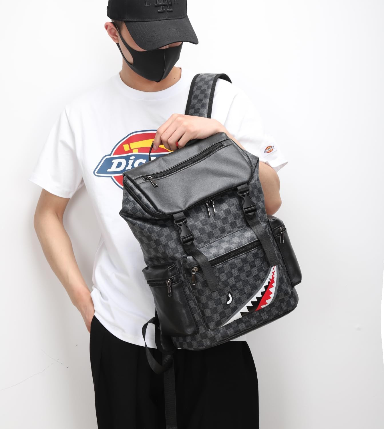 Leather Laptop Backpack, PU Leather Backpack Men Women, Casual Backpack, Water-R
