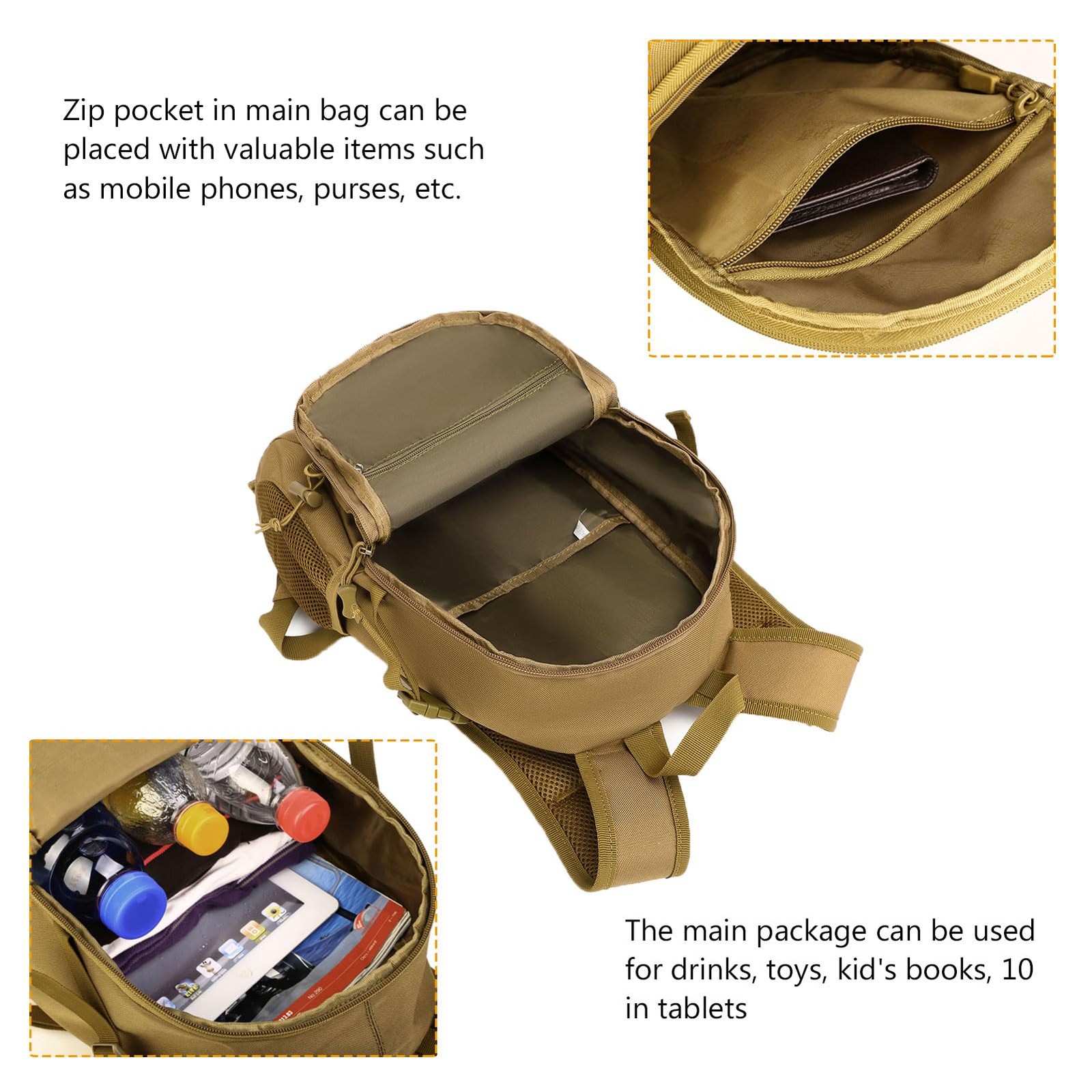 10L mini X-small Tactical Backpack MOLLE Daypack Gear Pack Camping Bag with P…