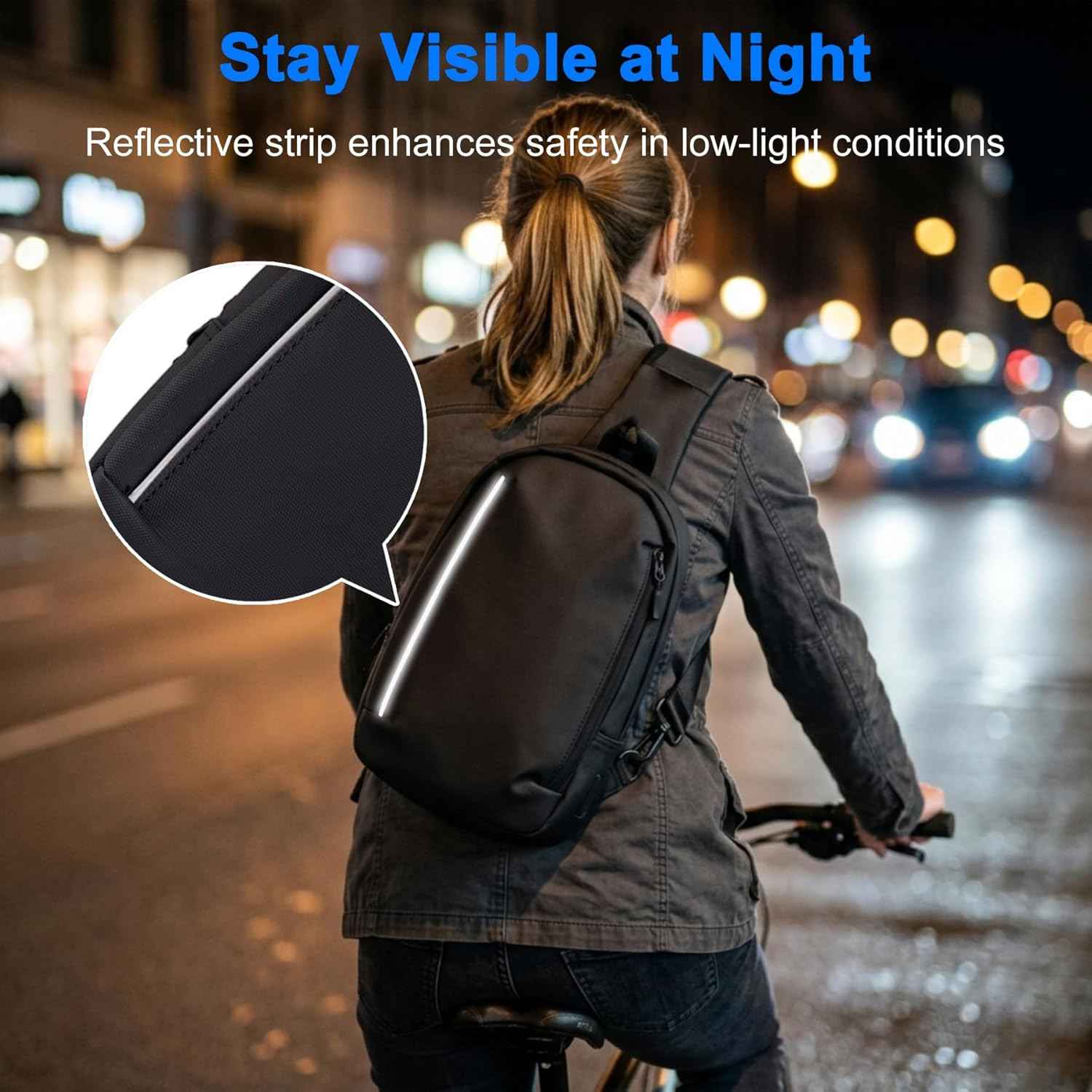 Sling Chest Backpack with USB Charging Port, Crossbody Bag for Men & Women, Wate