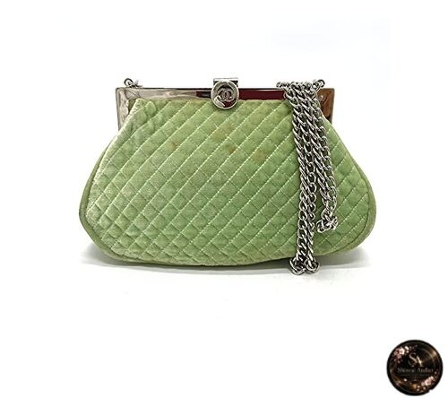 [CHANEL] Chanel Matelassé Coco Mark Clasp Bag Chain Shoulder Bag Velour Women’s