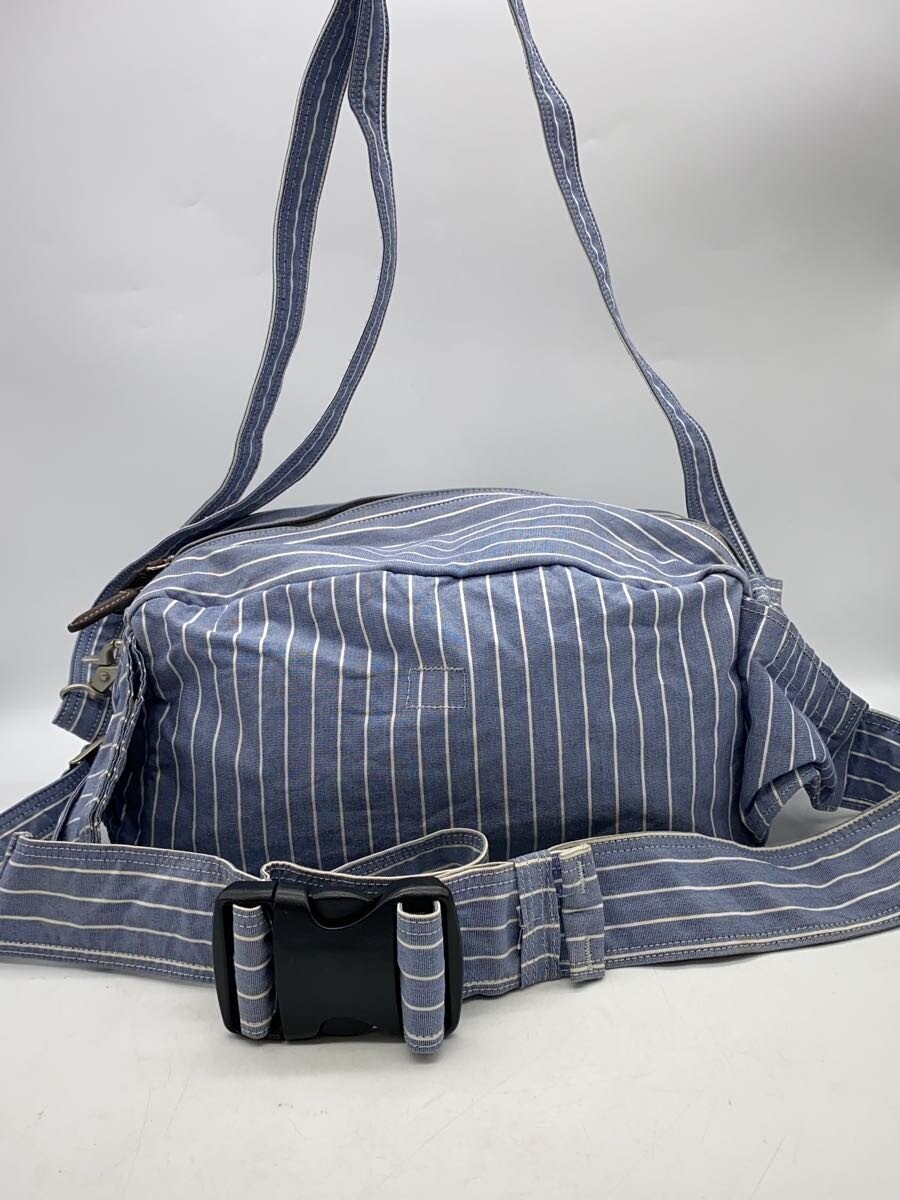 Authentic PORTER Cotton Shoulder Bag Blue 12.5cm Depth, 16cm Height, 27cm Width