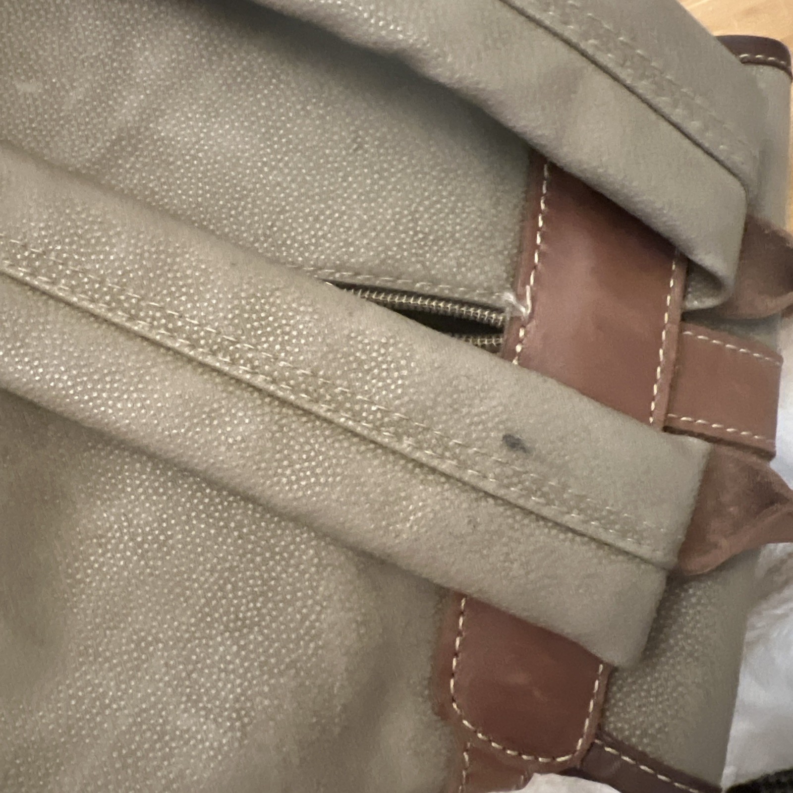 Classic Eddie Bauer vtg Leather Backpack Brown Tan Green Rucksack