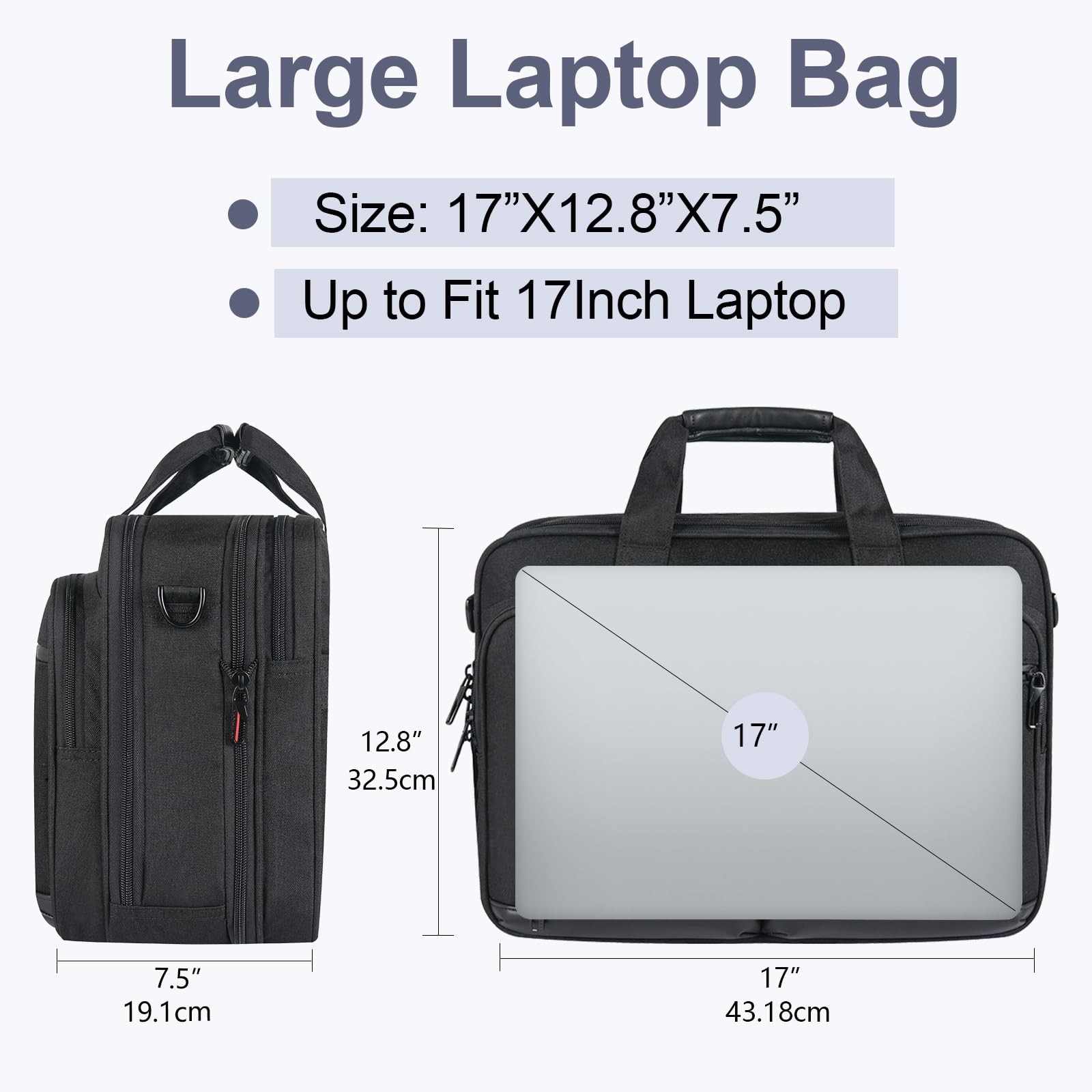 VANKEAN Laptop Briefcase for Hombres Mujeres 17 3 Inch Laptop Bag Water Repel