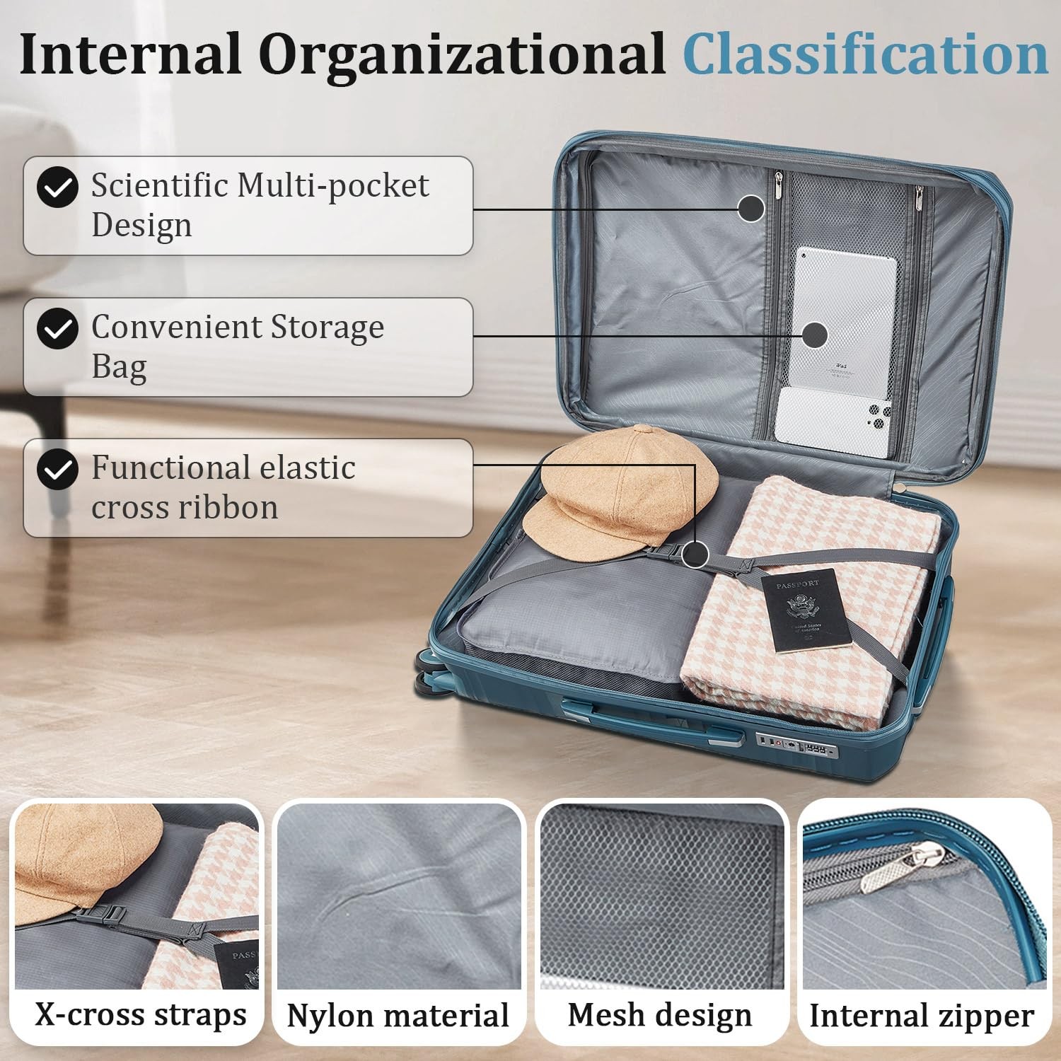Best 4 Piece Carry On Luggage Set 20 Inch, Expandable PP Hardshell Suitcase with