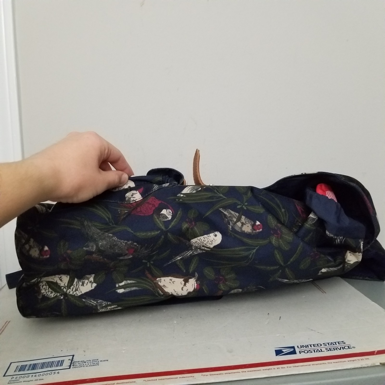 Herschel Parrots Backpack Bag Blue Tropical Floral Birds Brindle Parlour Laptop