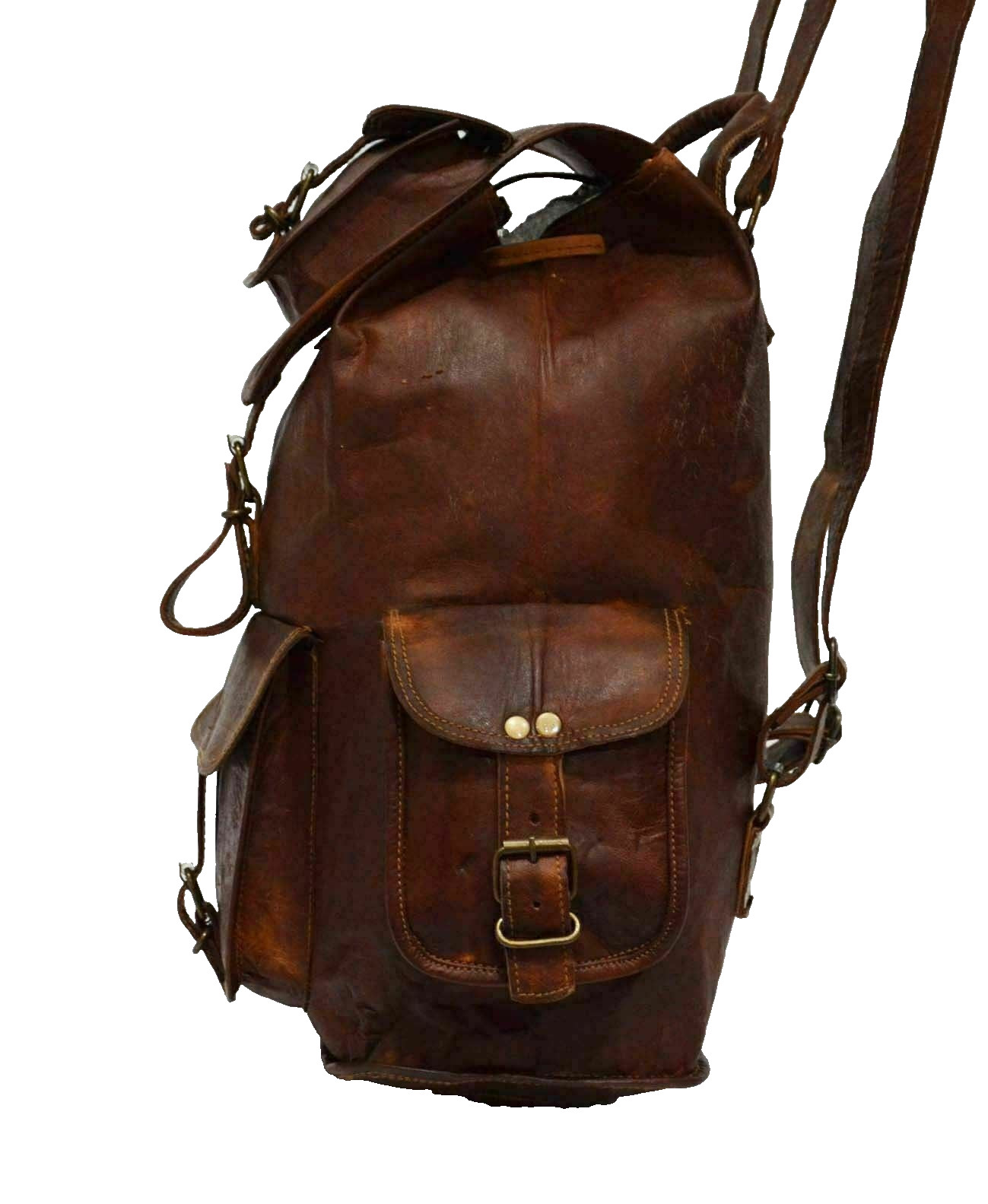 Handmade 18″ Backpack Genuine Vintage Goat Leather Laptop Rucksack Travel Bag