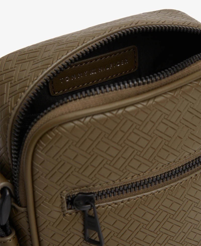 Tommy Hilfiger Men’s Green Embossed Flag Mini Reporter Bag