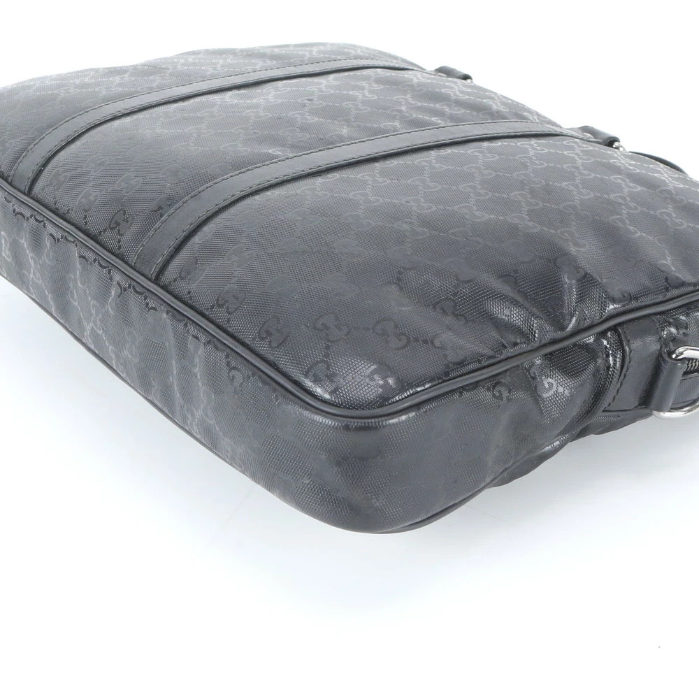 Gucci Travel Duffle Bag Suitcase Leather Black 29x42x6cm pre-owned