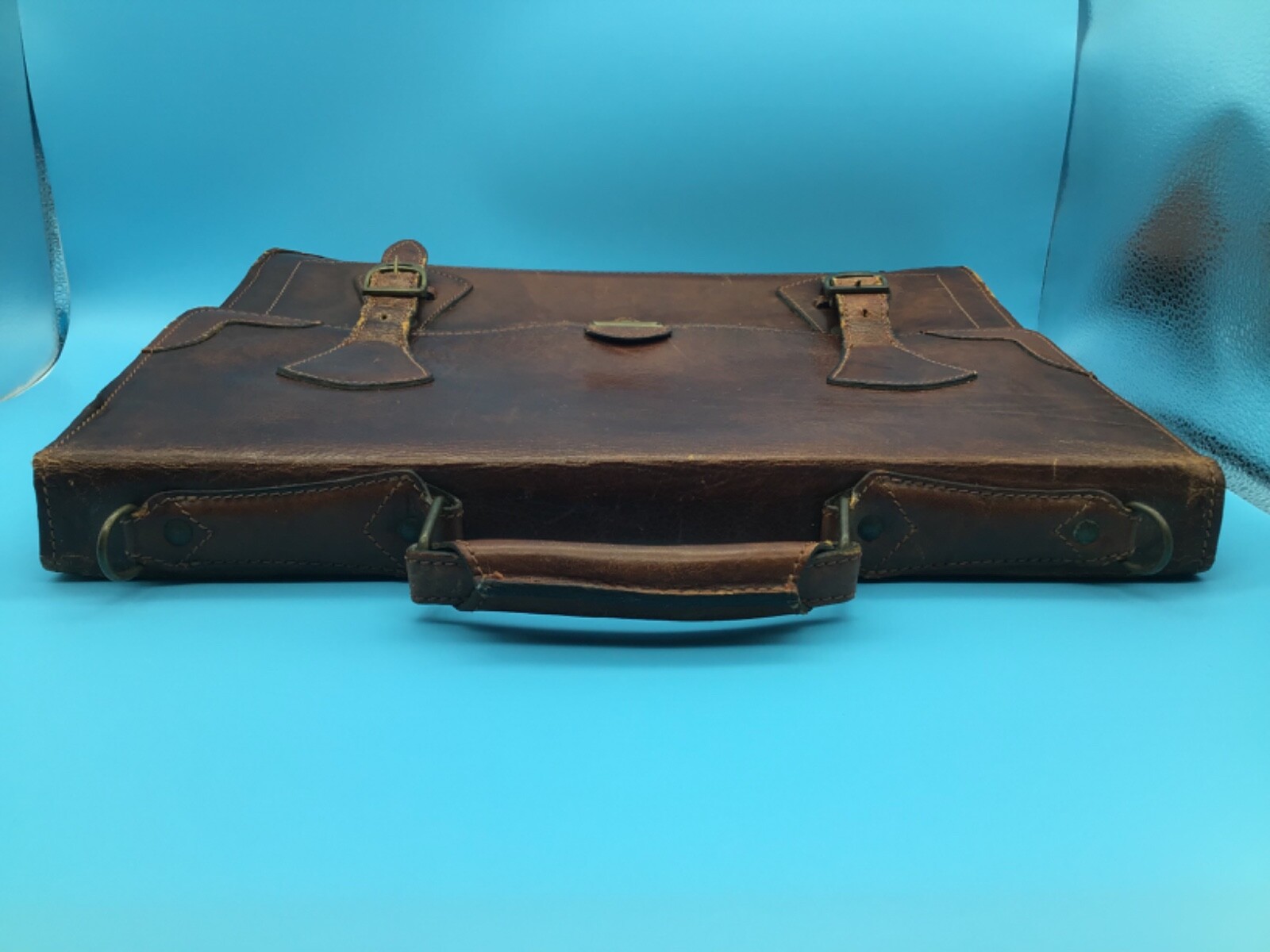 Renwick Brown/Tan Leather Briefcase Made in Canada Vintage 17 x 14 Inches