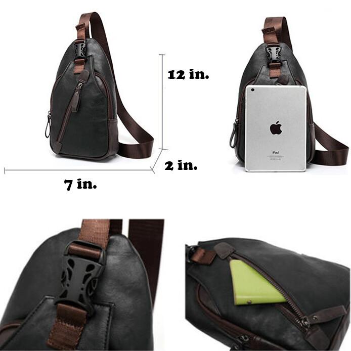 Man’s Leather Chest Backpack Shoulder Pocket Pack Cross Body Sling Bum Bag