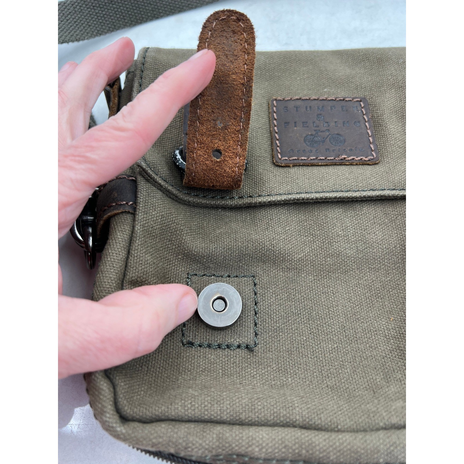 Stumper & Fielding Canvas Messenger Bag Crossbody Brown Leather Great Britain