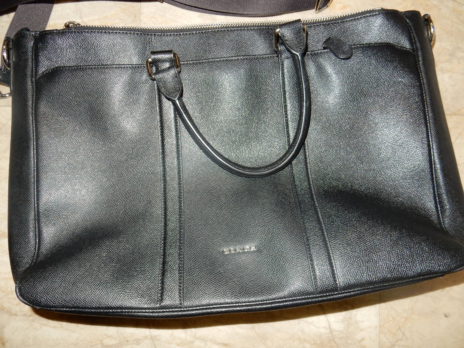 Coach F59141 Perry Metropolitan Briefcase Black Razor Crossgrain Leather Bag