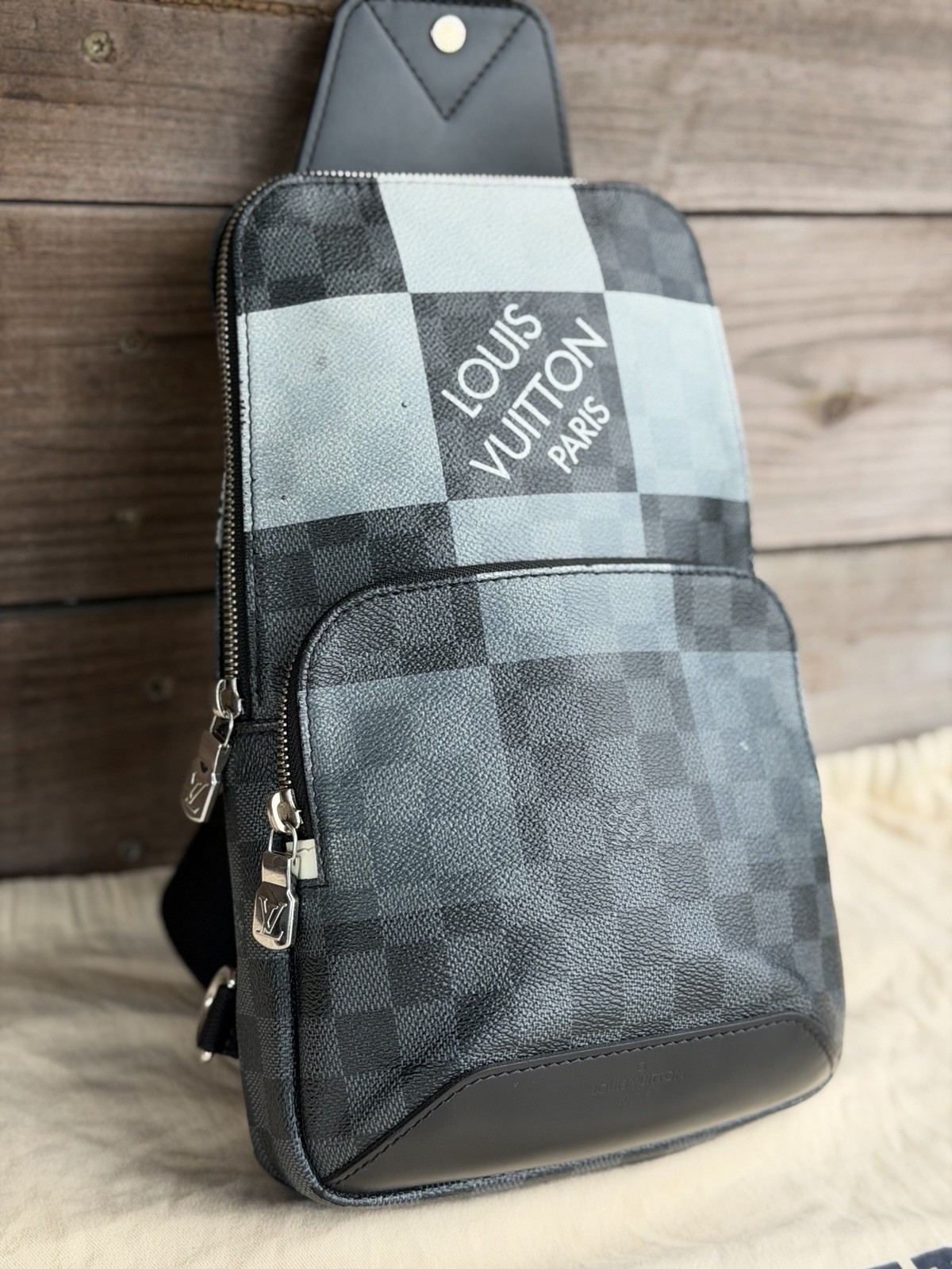 Louis Vuitton Damier Graphite Giant Avenue Sling Bag Black LV