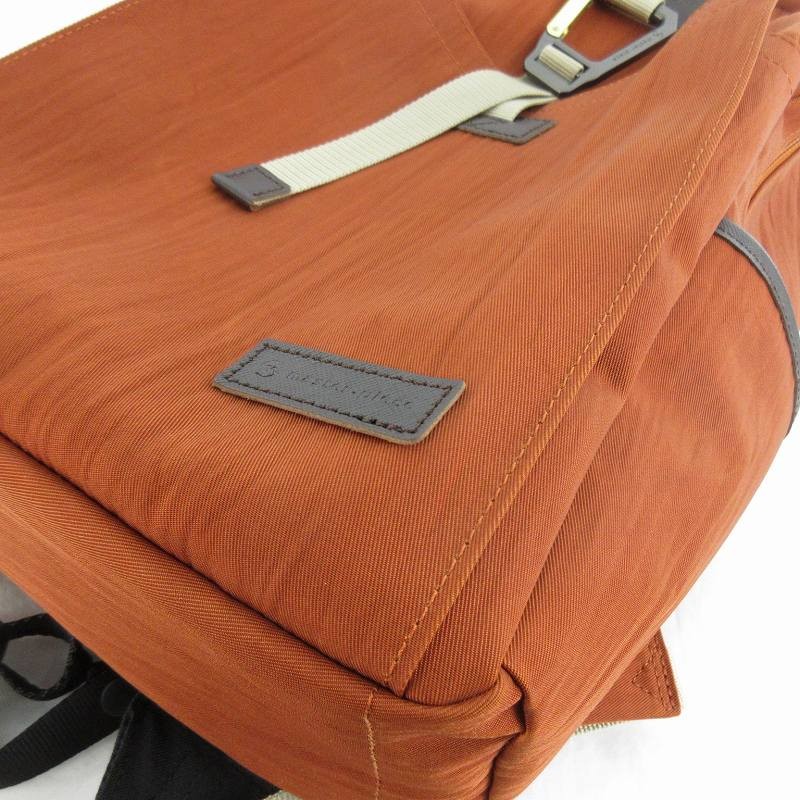 Masterpiece Orange Nylon Leather Backpack 10x5x15in Excellent Condition