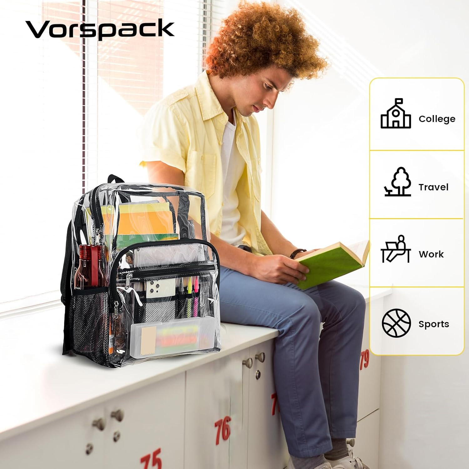 Vorspack Clear Backpack Heavy Duty – Clear Bookbag Large See through Backpack Pl