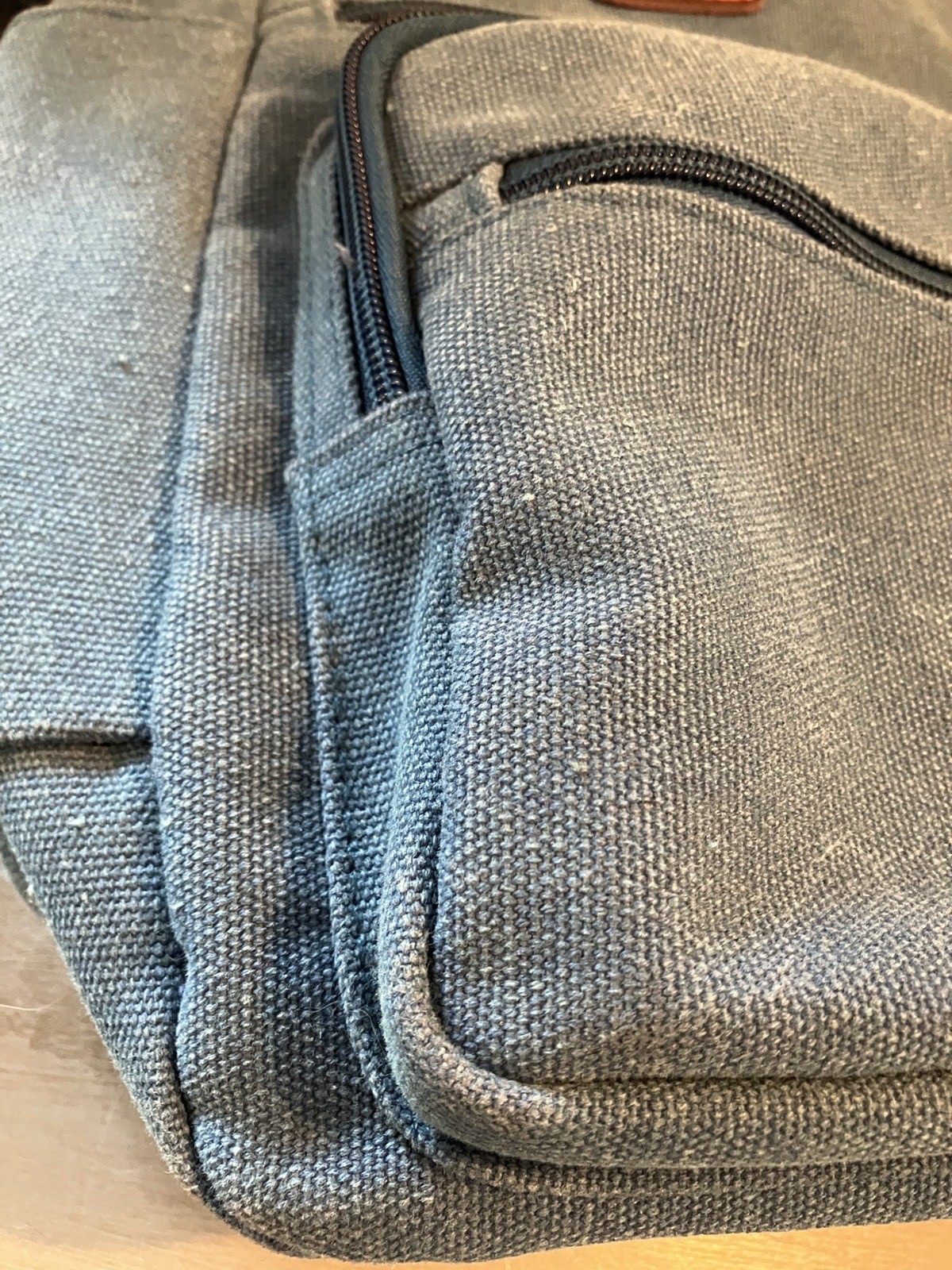 Tolfe Canvas Messenger Bag Laptop Tote Travel Denim Blue Padded Carry On EUC