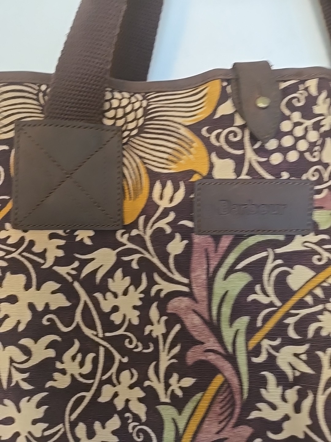Barbour x William Morris Floral tote carryall Cotton Leather Shoulder l Bag