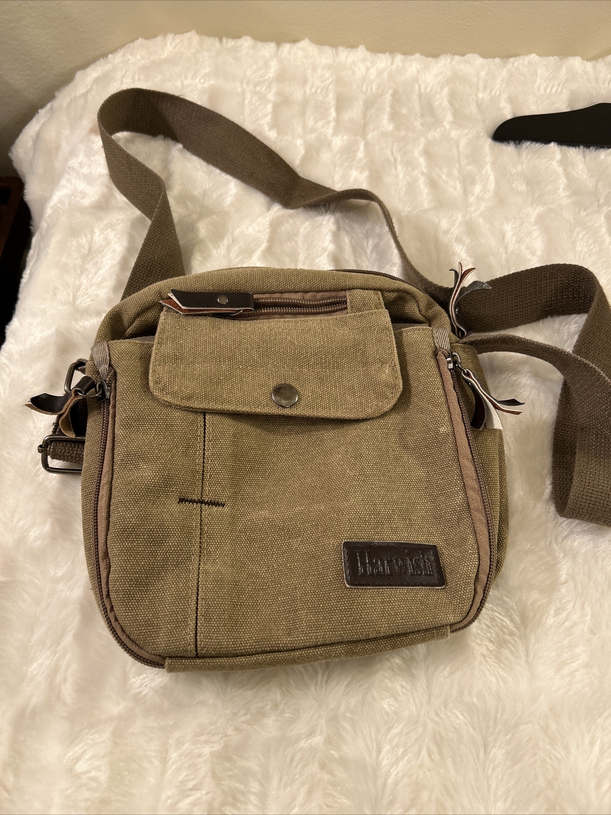 Harwish Men’s Canvas Crossbody Bag 8in By 8 In