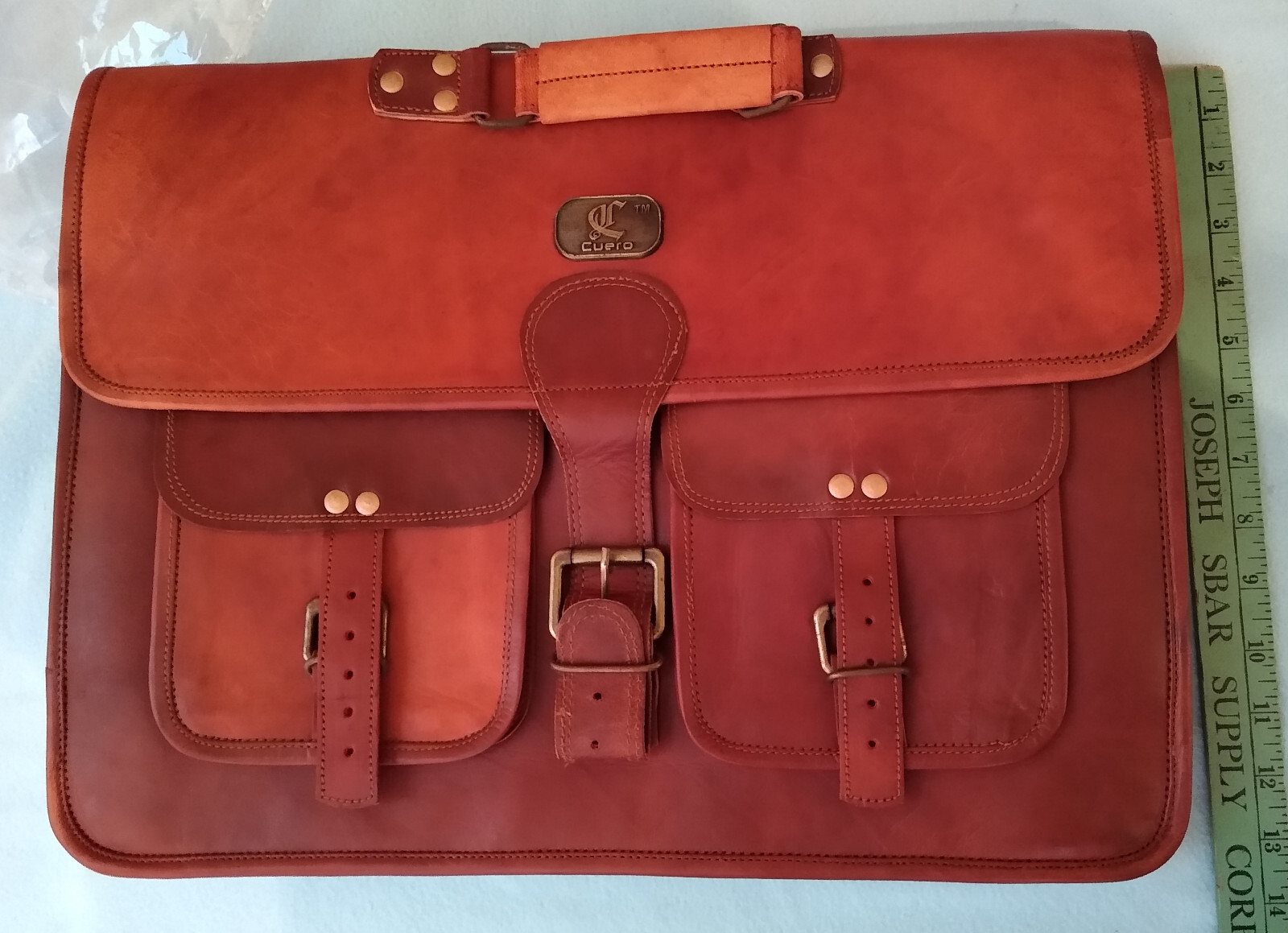 Leather Briefcase 18in x-Large Vintage Style  Bag for Laptop Cuero  Brown