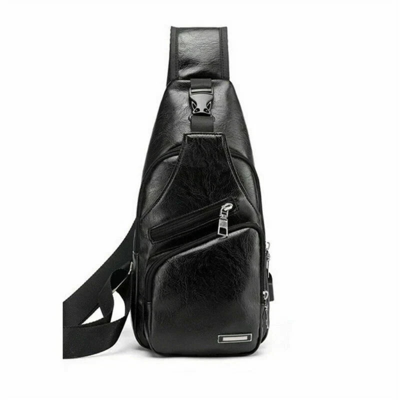 Mens Chest Shoulder Backpack Sling Cross Body Man Leather Satchel Travel Bag US