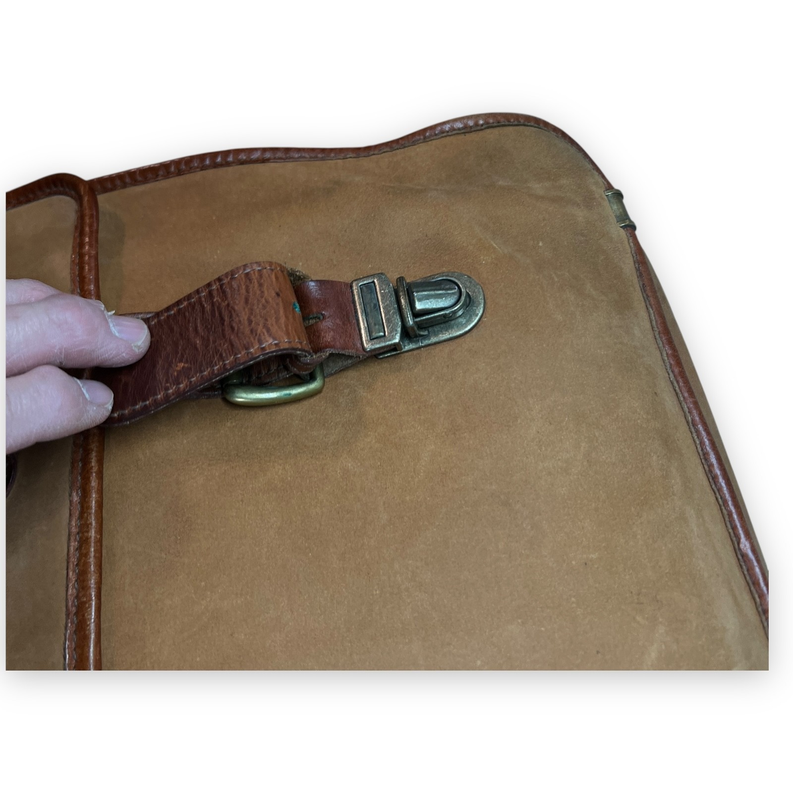 VTG Timberland Briefcase Men Tan Leathe USA Made Gorpcore Messenger Bag Heritage