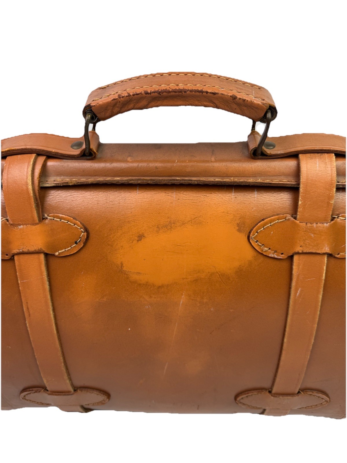 VTG Leather Messenger Bag Satchel Clasp Case Buckles Saddle Leather Heavy READ