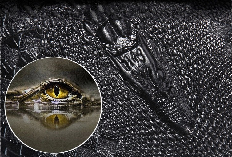 Men’s Black Crocodile Leather Crossbody Bag – 10″ Sling Shoulder Messenger Bag