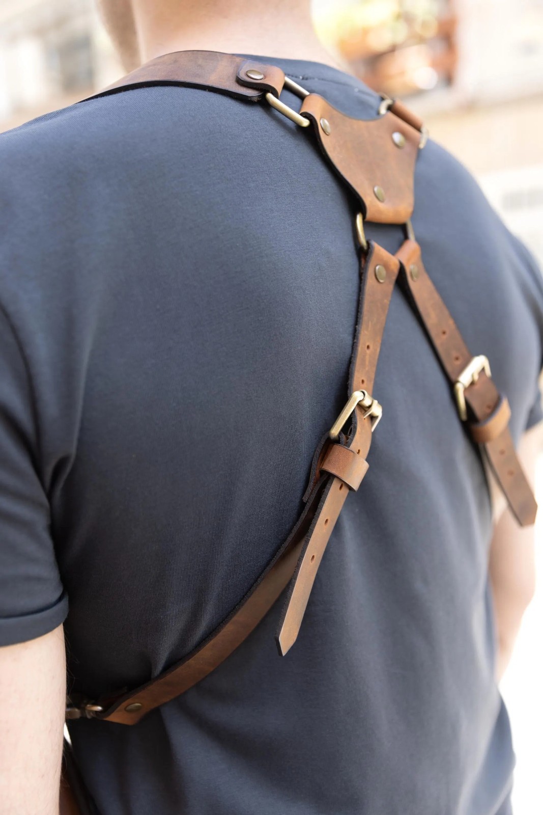 Handmade Leather Holster Bag Brown Leather Shoulder Bag Festival Travel Bag