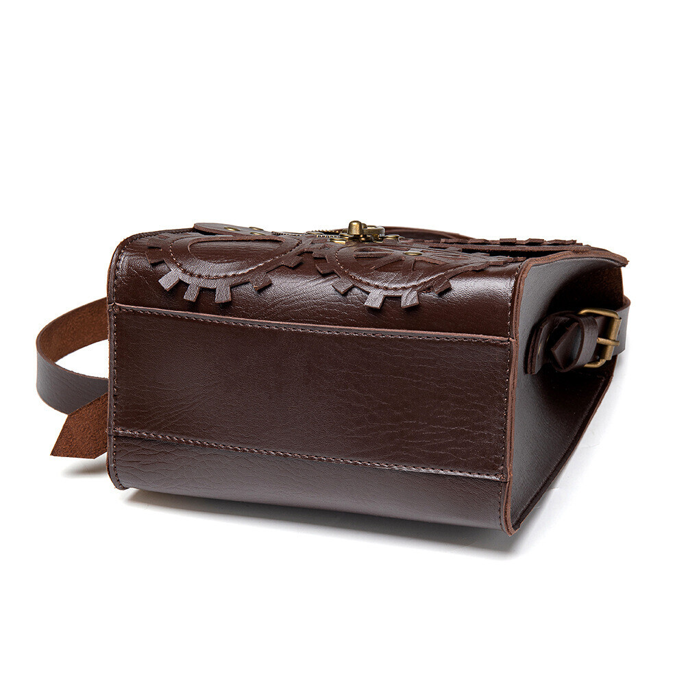 GEARDUKE Men Women Gothic Steampunk Crossbody Shoulder Messenger Leather Bag