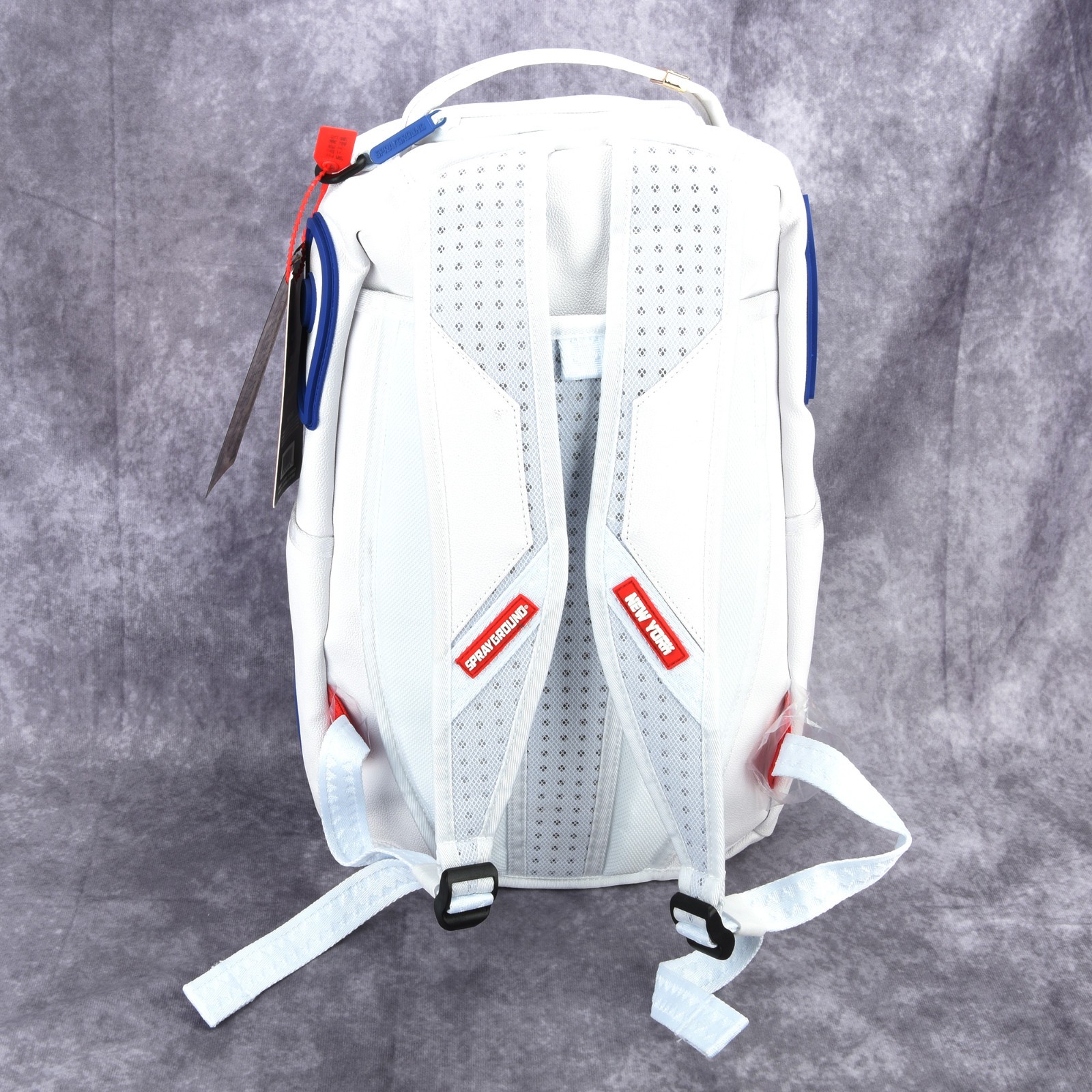 Sprayground Shark PVC Large Leather Backpack Unisex Plaid Natural White New York