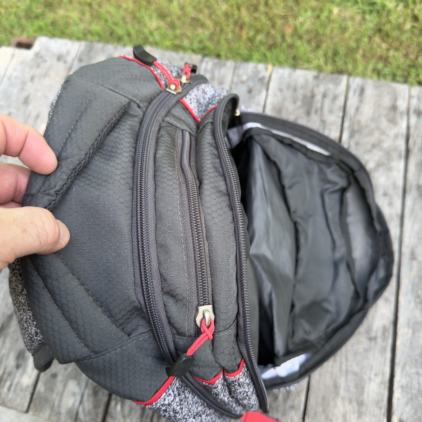 High Sierra Laptop Backpack Gray Black W/ Red Trim Multi Compart Travel School
