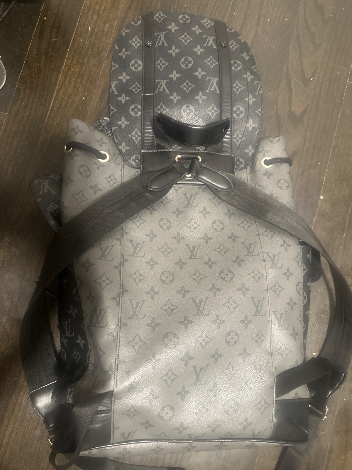LOUIS VUITTON TR4145 Damier Graphite Christopher PM Bag Backpack Black Red Trim