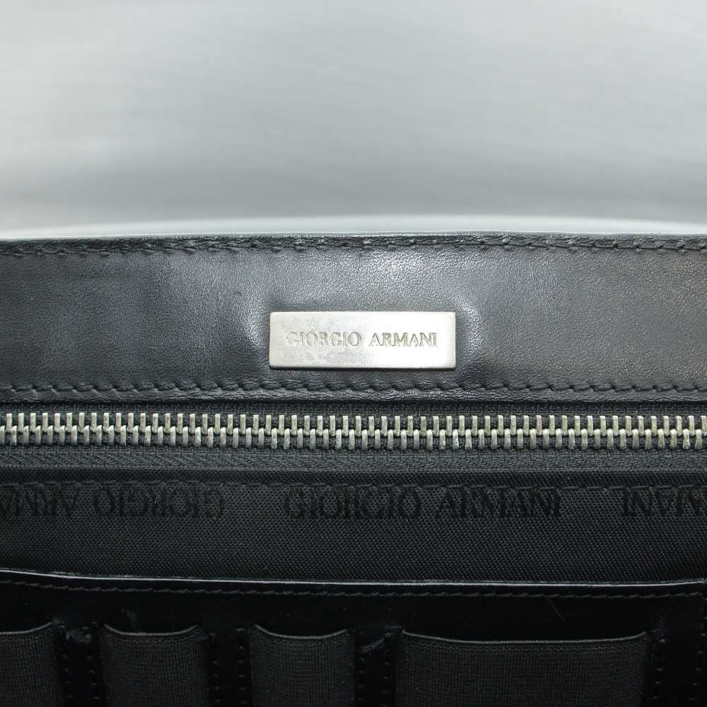 Giorgio Armani Leather Briefcase Black 12×15.5in Men’s Business Bag B