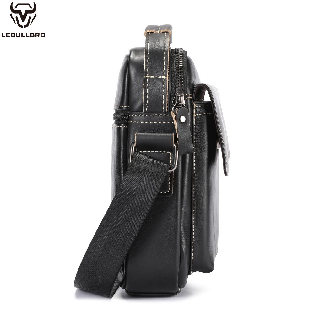 LEBULLBRO Men’s Genuine Leather Crossbody Bag Sling Bag & Shoulder Chest Bag