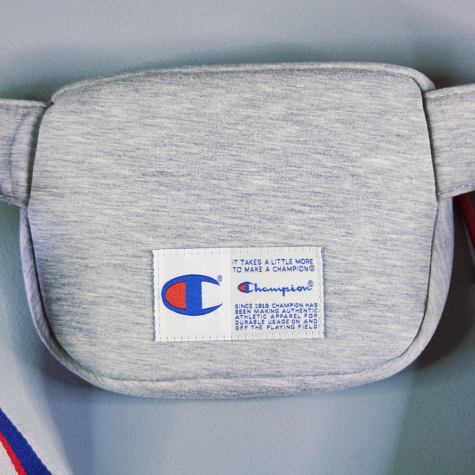 Champion Attribute Gray Jersey Waistbag Fanny Pack NWT Adjustable Striped Strap