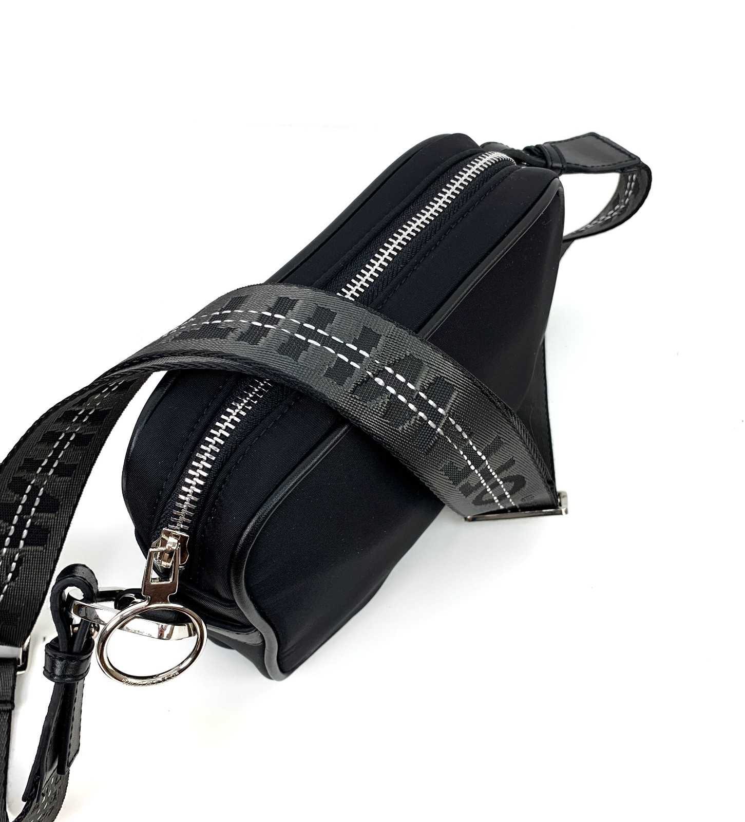 Off-White Virgil Abloh Nylon Webbing Messenger Crossbody Bag Black