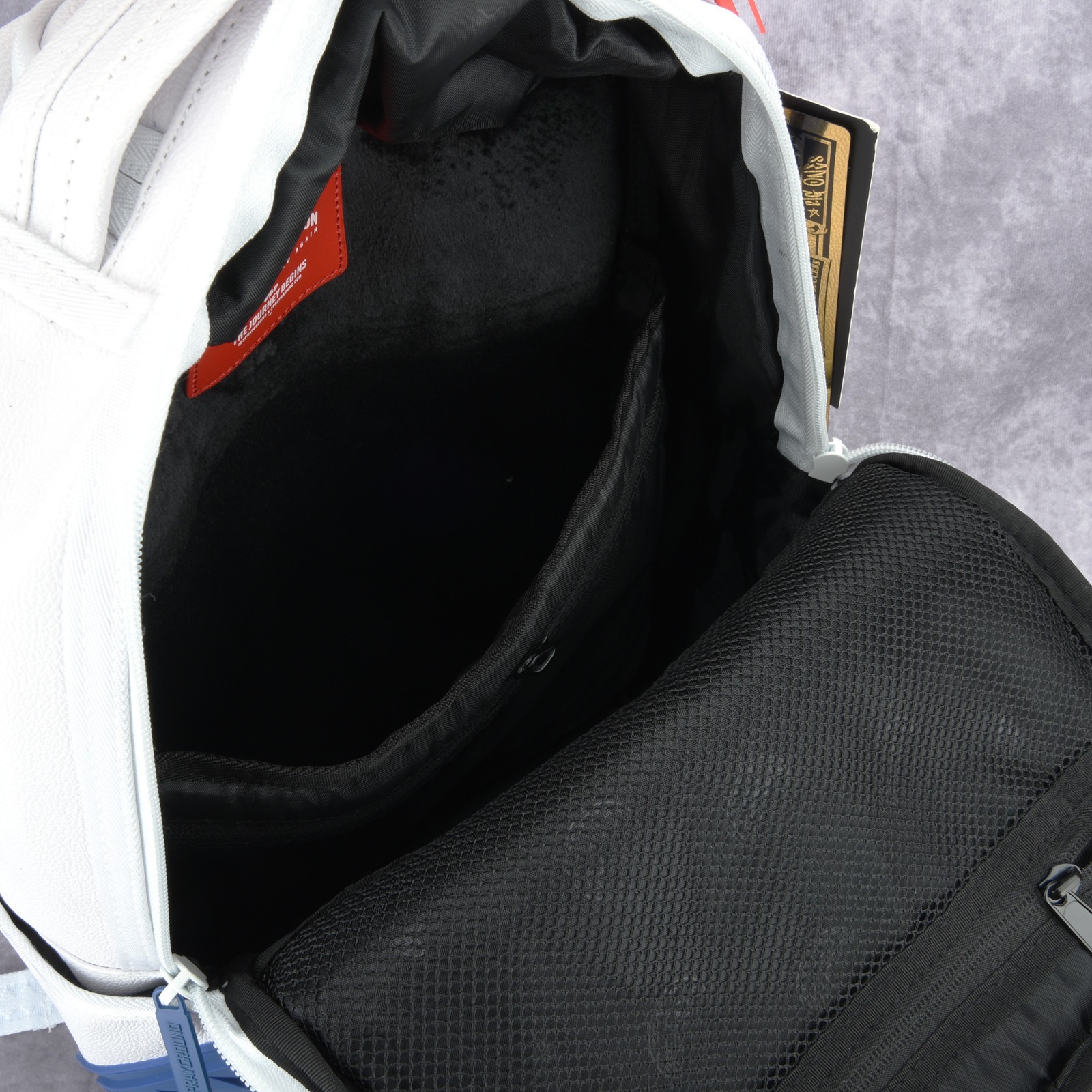 Sprayground Shark PVC Large Leather Backpack Unisex Plaid Natural White New York