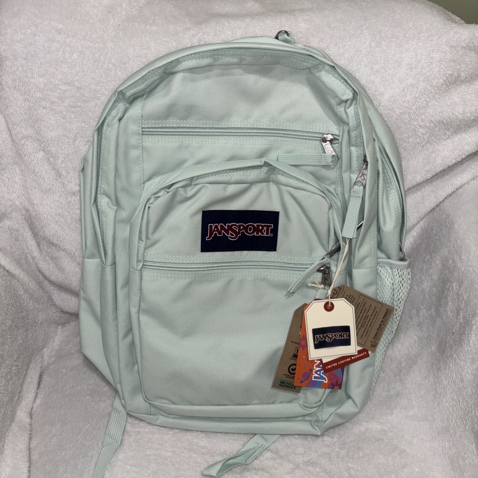 JanSport Big Student Backpack FRESH MINT 34L 17 x 13 x 7.5 in NWT