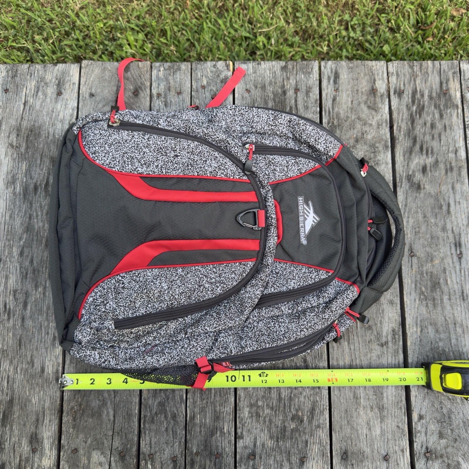 High Sierra Laptop Backpack Gray Black W/ Red Trim Multi Compart Travel School