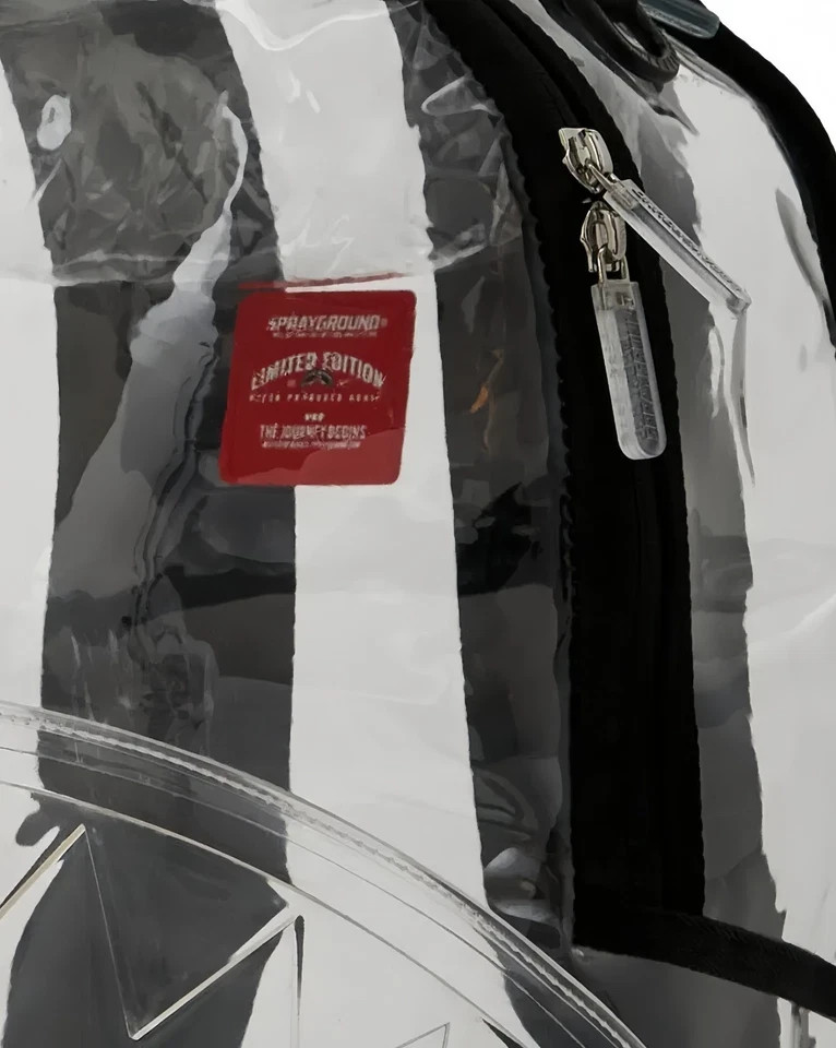100% Clear PVC SchoolBag Sprayground Transparent Shark Central Large Backpack