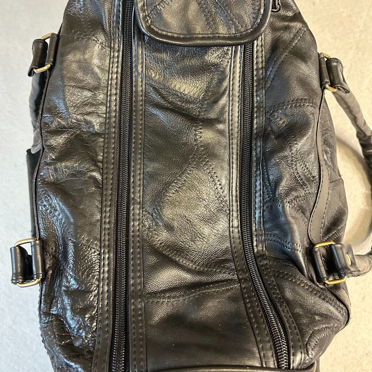 Vintage Genuine Leather Quilted Small Gym Weekender Travel Overnight Duffle Bag