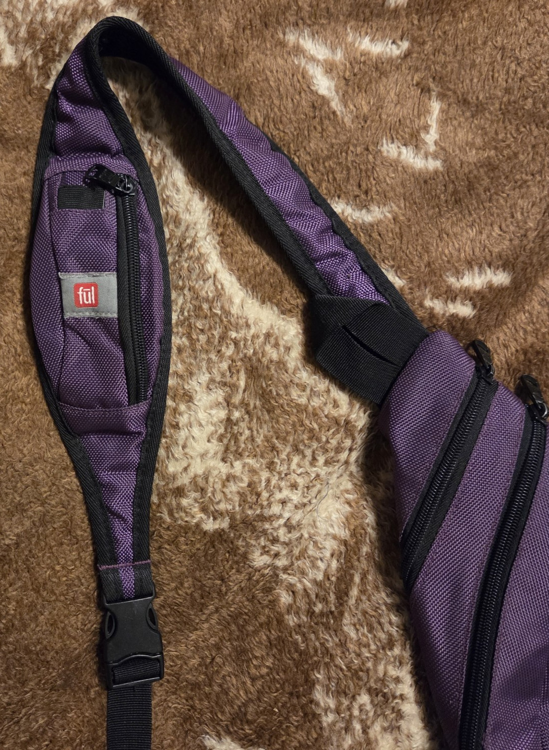 Sling Bag FUL Shoulder Backpack Adjustable Strap Purple Crossbody Hike Camping