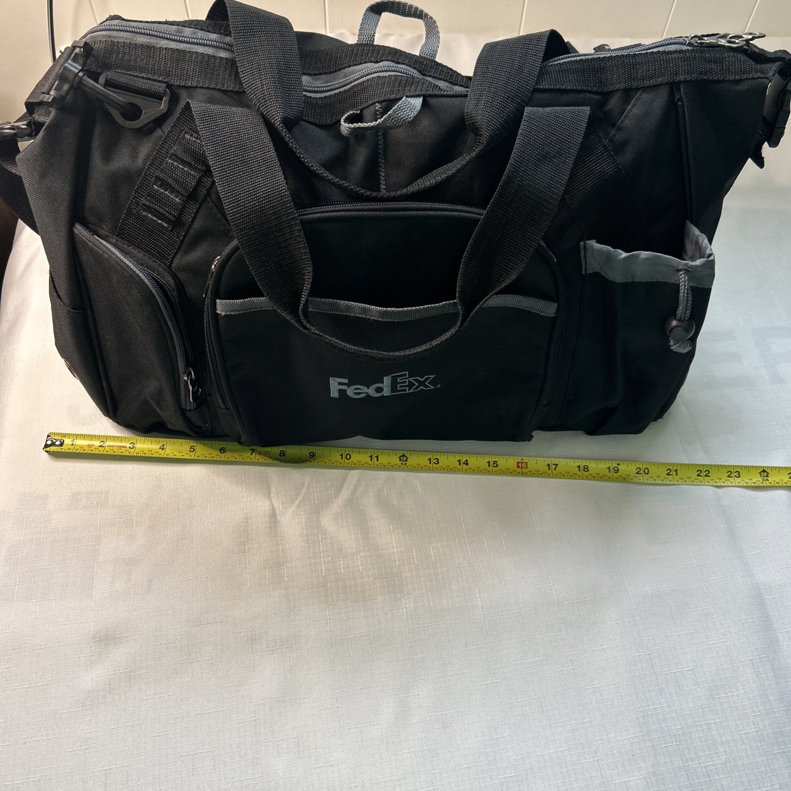FedEx Black Duffle Bag 8 Different Pockets 22 in. x 10 in. Long New Without Tags