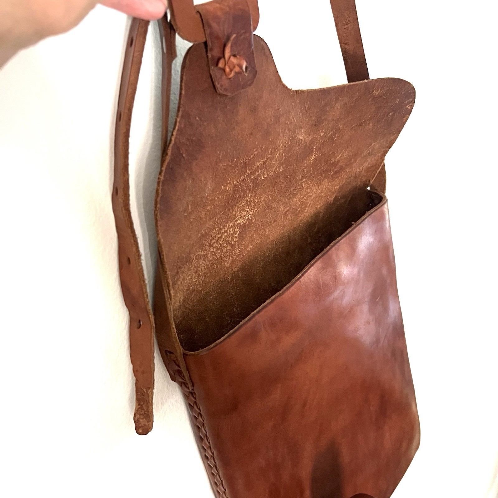 Vintage Large Brown Leather Hide Handmade Computer Satchel Bag