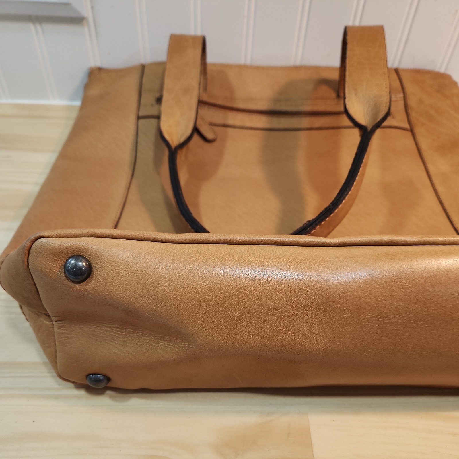 Wild West Los Angeles Brown Large Tote Bag Zip Closure Pockets Boho Indie